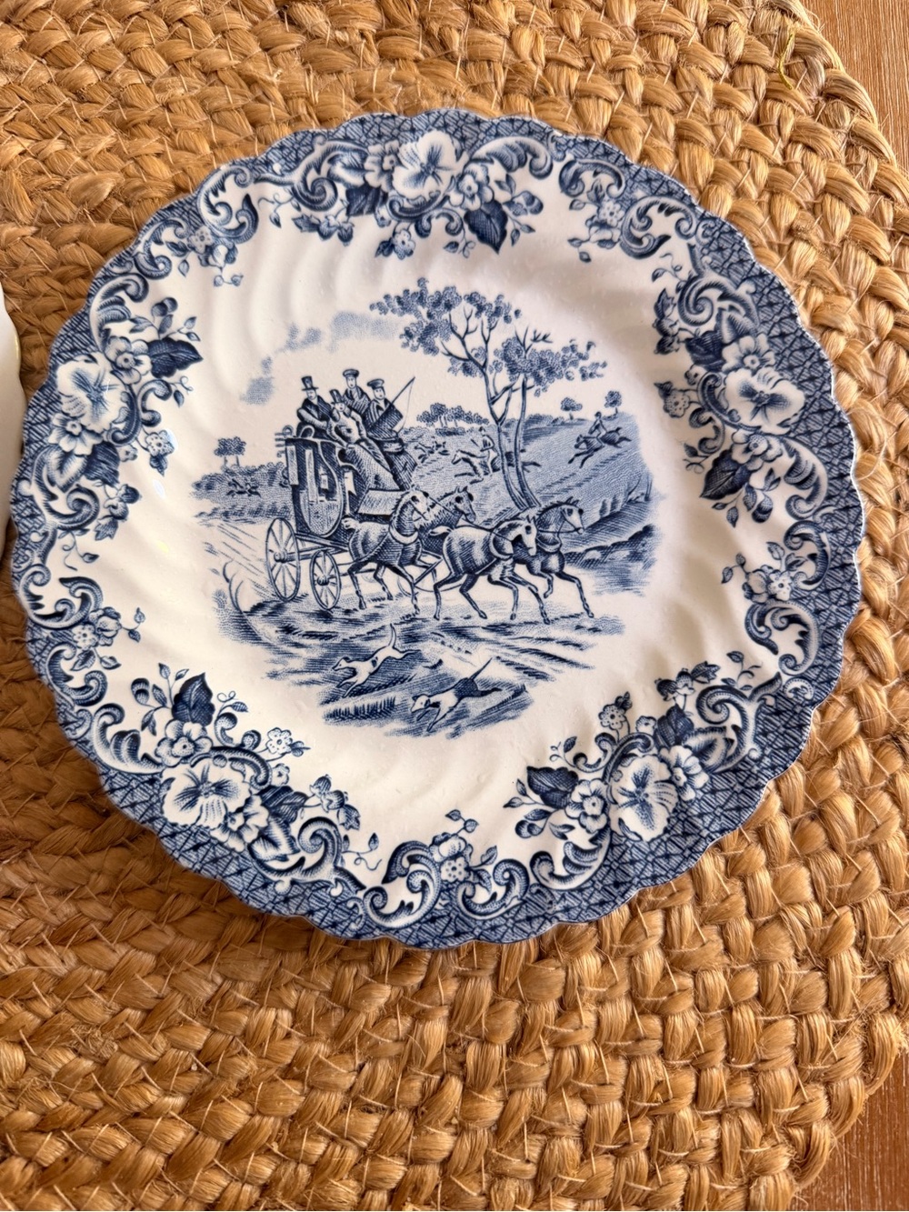 Two Johnson Bros coaching scene plates